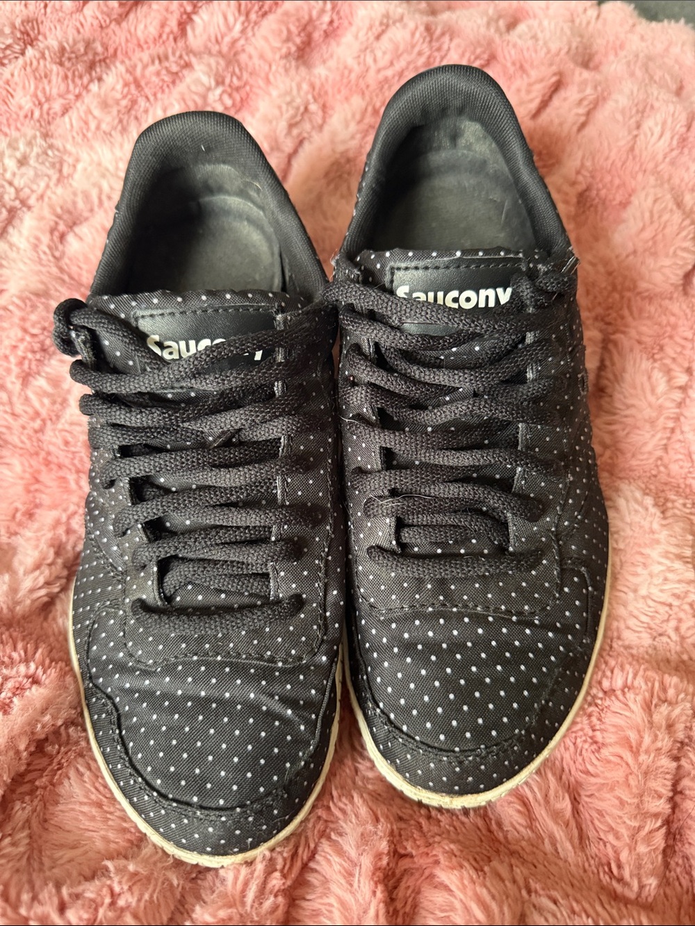 Saucony Black Sneakers with White Polka Dots